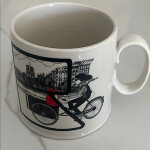 Antropologie White Mug with Bicycle Design